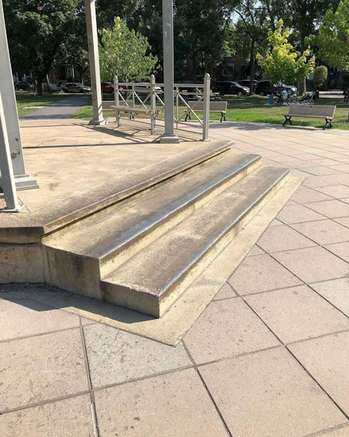 Parc De Normanville - 3 Stair Ledge skateboard spot in Montreal, Quebec